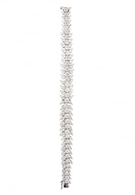 White Rhodium Finish Shimmery Braid Bracelet