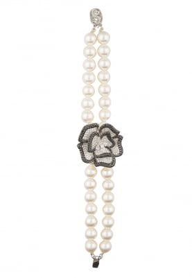 White and Black Rhodium Finish Pearl Bracelet