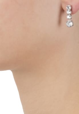 White Rhodium Finish Drop Earrings