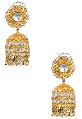 Gold Plated Pearl Tassel Jhumki Earrings