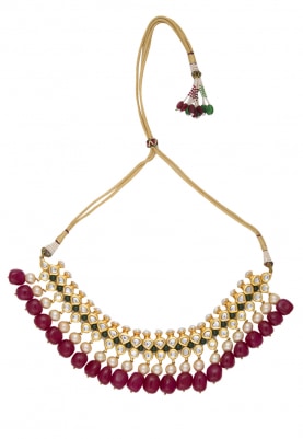 Gold Plated Temple Pendant and Pearl Necklace