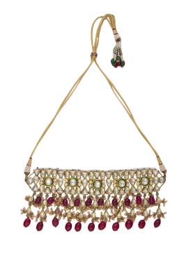 Gold Plated Kundan and Ruby Stone Necklace