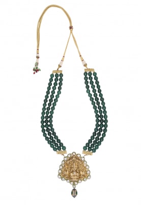 Gold Plated Emerald Beads String Necklace