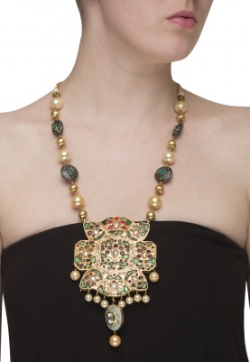 Gold Plated Kundan Studded Layered Necklace