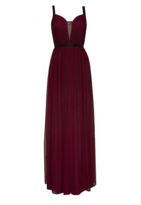 Maroon Pleated Fit and Flare Gown