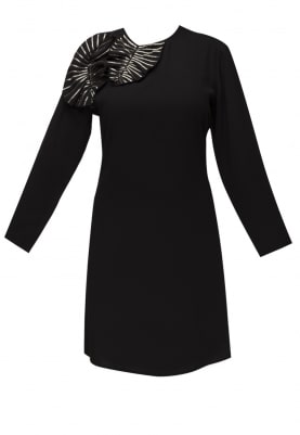 Black Embellished Flange Short Dress