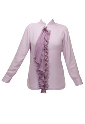 Purple Shirt with Pleated Front Placket