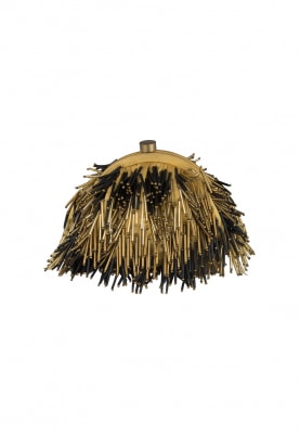 Dull Gold and Black Tassel Embroidered Clutch