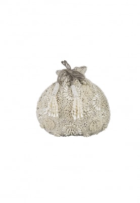 Ivory Beads, Pearls and Cutdana Embellished Potli Bag