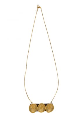 Gold Plated Wooden and Gold Textured Necklace
