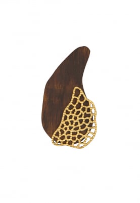 Gold Plated Wooden and Gold Cutwork Ring